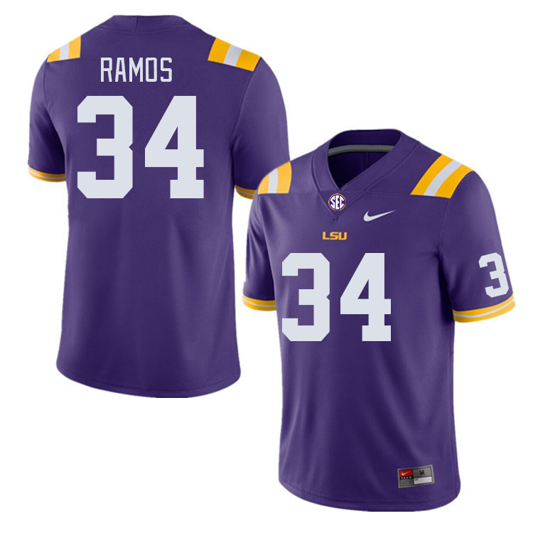 Men #34 Damian Ramos LSU Tigers College Football Jerseys Stitched-Purple - Click Image to Close
